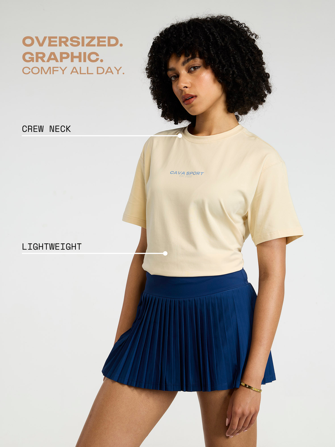 Cream Cava Sport Oversized Printed Tee - Women