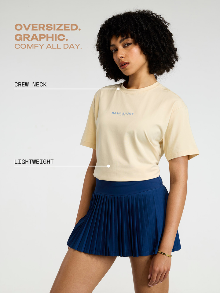 Cream Cava Sport Oversized Printed Tee - Women