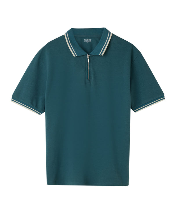 Teal Urban Zipper Polo