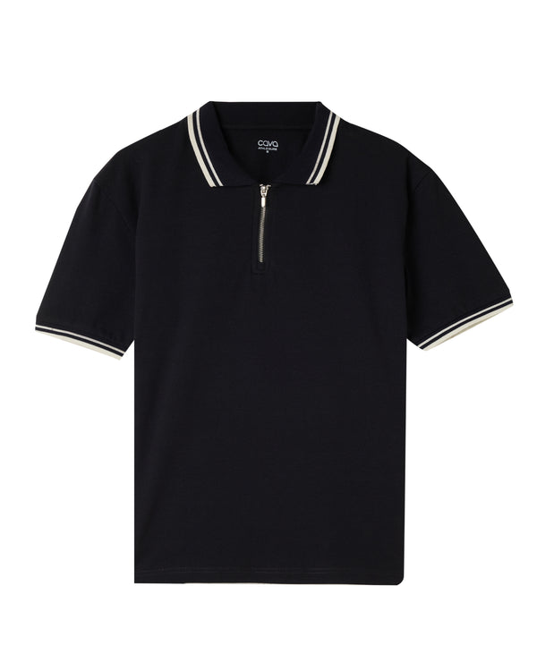 Black Urban Zipper Polo