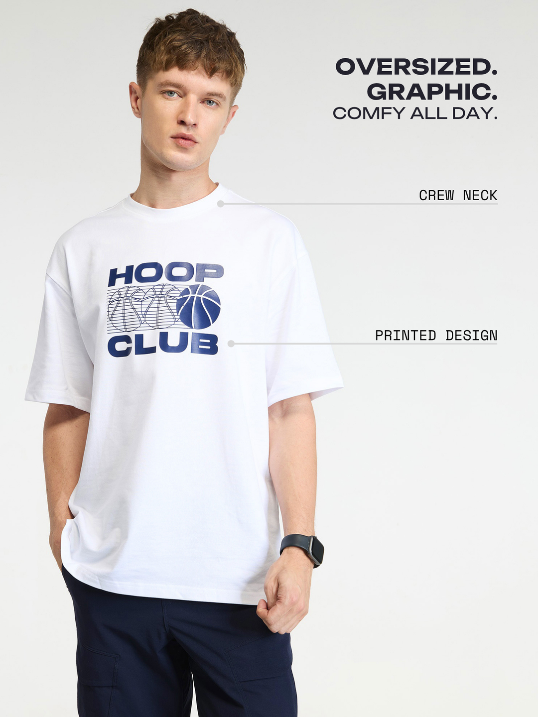 White Certified Hoopers Oversized Printed Tee - Men