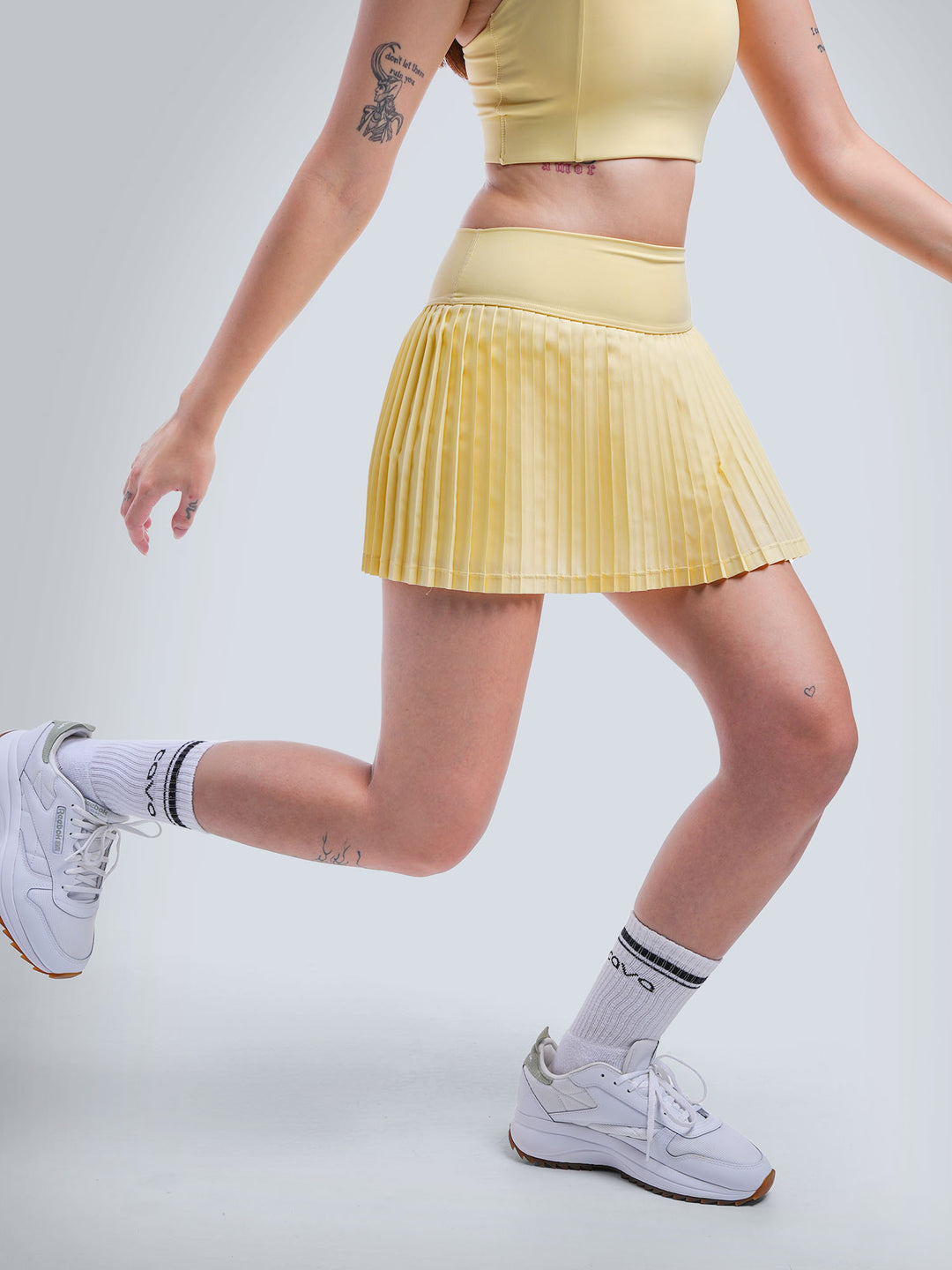 Butter Yellow Plie Pleated Skort