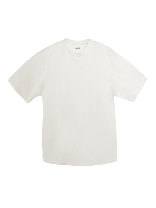 Cream Solid Oversized Tee - Men