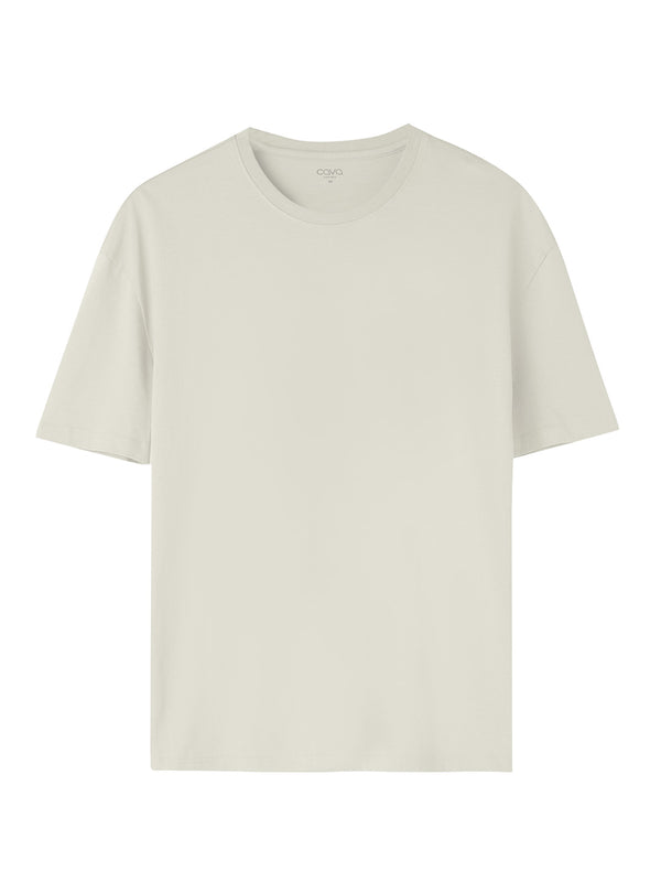 Cream Supima Crew Neck T-Shirt - Regular Fit