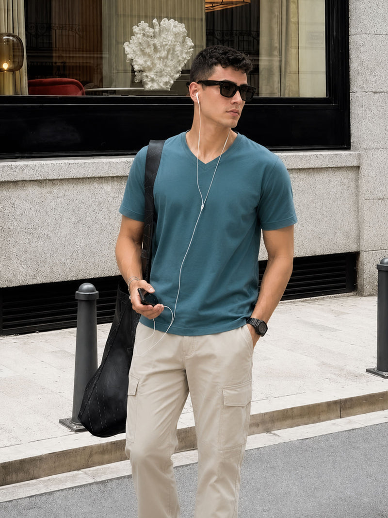 Pine Supima V Neck T-Shirt - Regular Fit