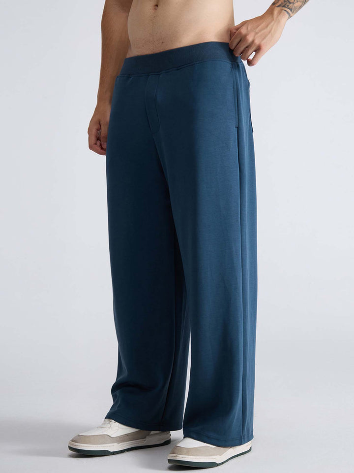 Petrol Blue Mello Wide Leg Joggers - Men