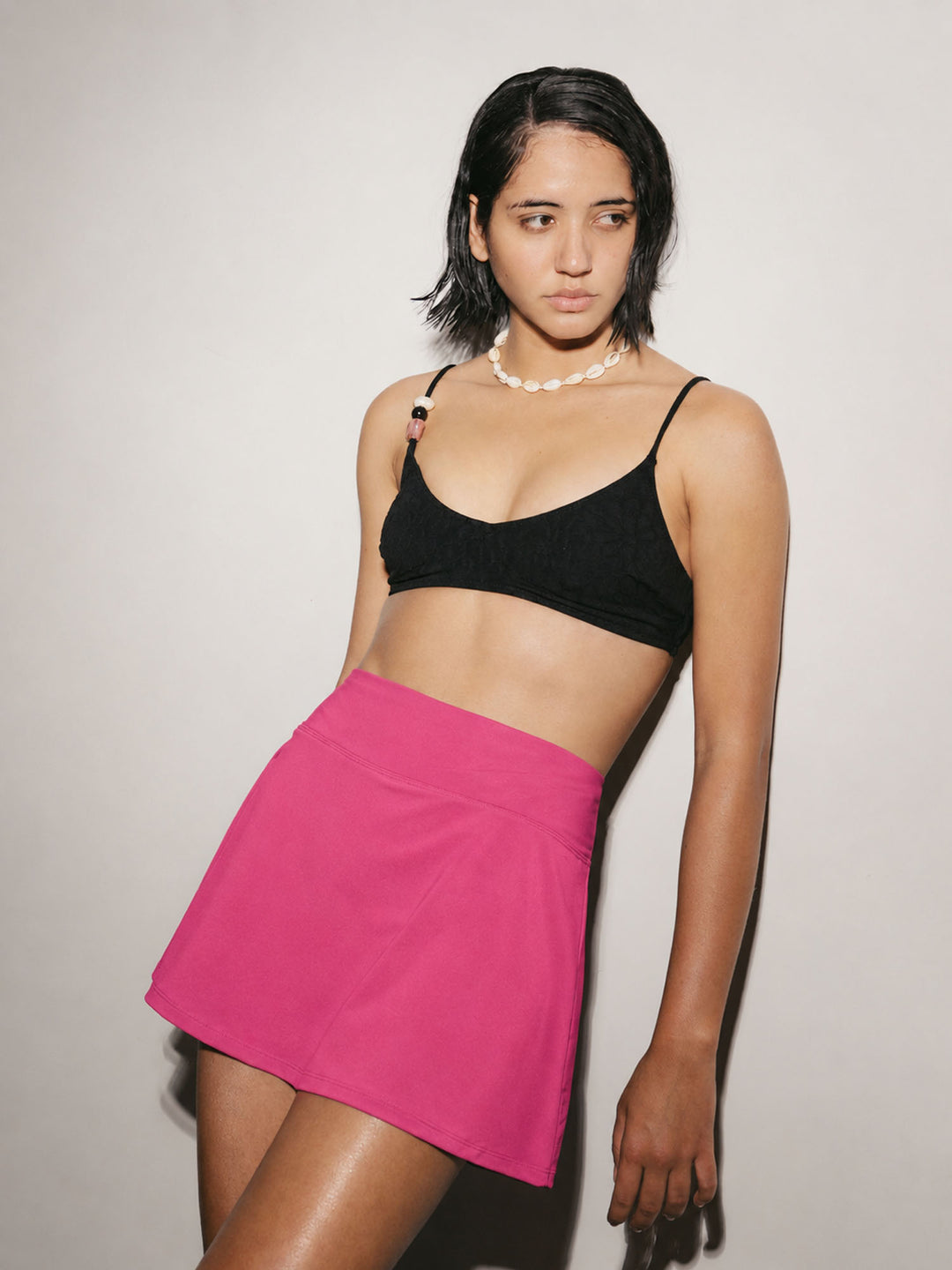 Hot Pink Ripple Swim Skorts