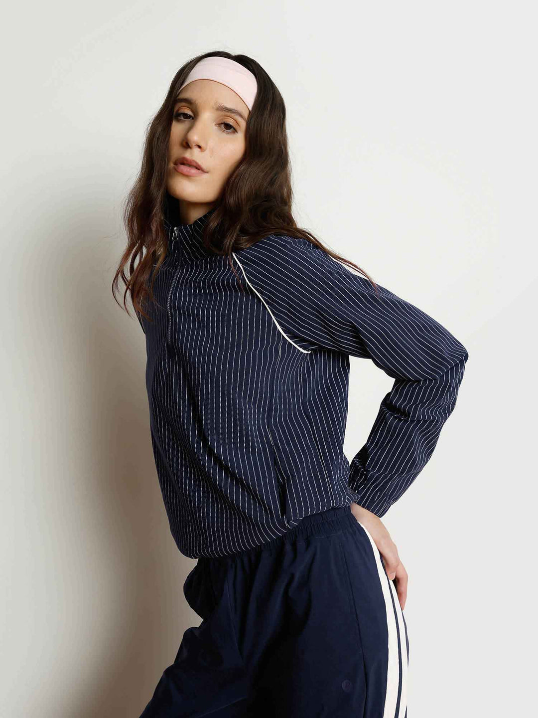 Navy Stripe Rally Quarter Zip Jacket