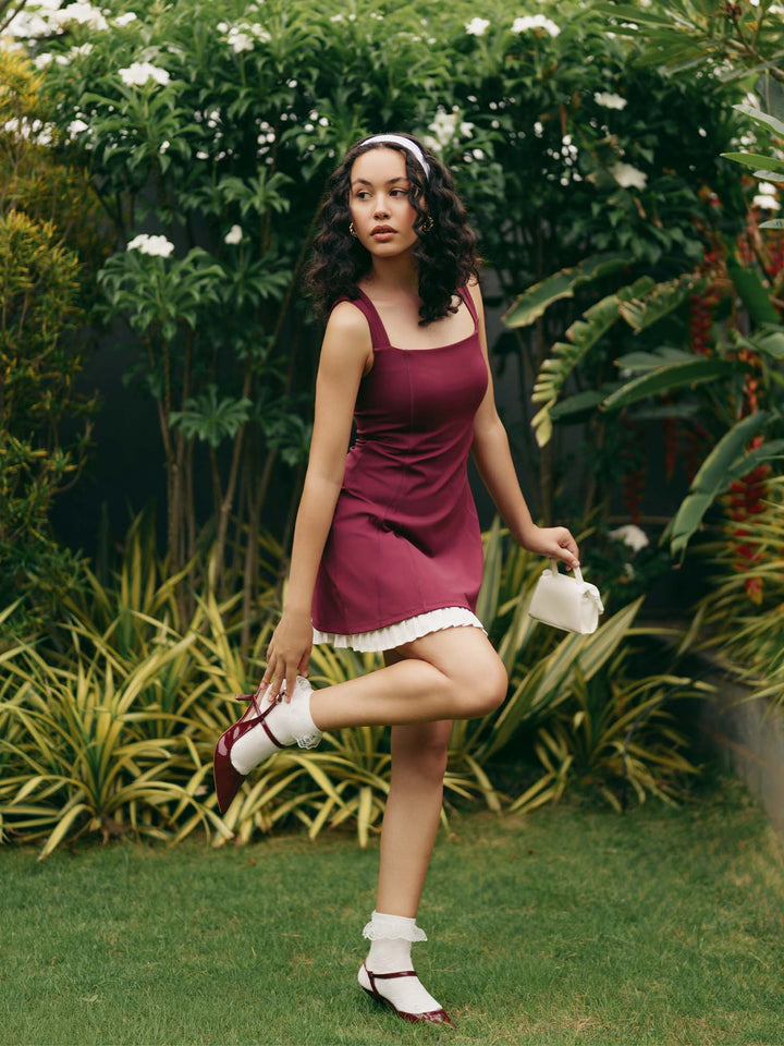 Cherry Pleated Mini Dress