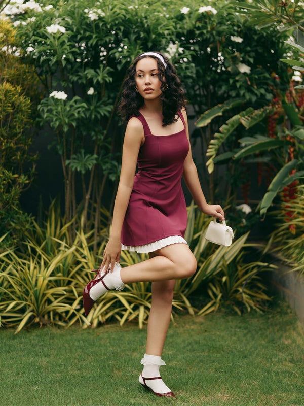 Cherry Pleated Mini Dress