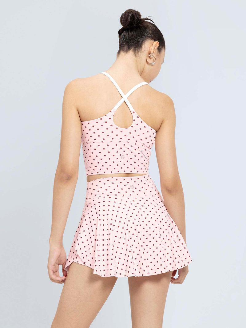 Blush Polka Cross Back Sports Bra