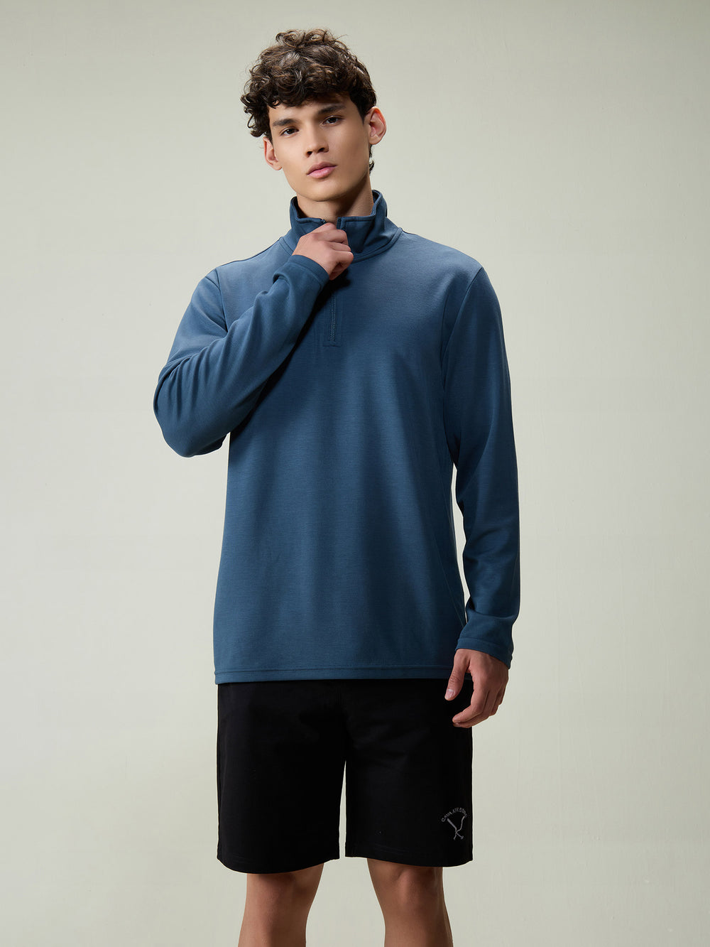 Petrol Blue Modal Half Zip