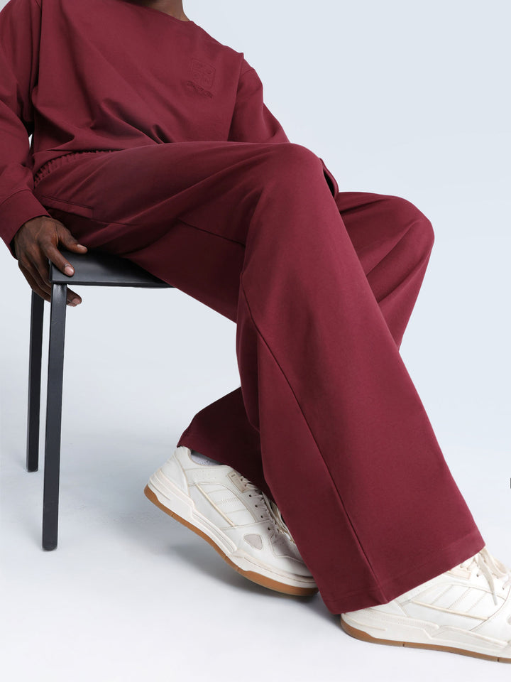 Maroon Wide Leg Joggers