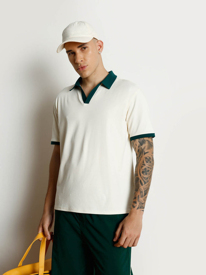 Ivory Contrast Collar Polo