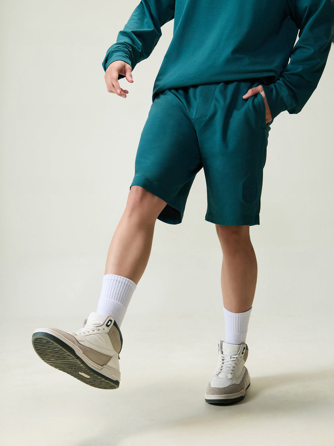 Green Cotton Leisure Shorts