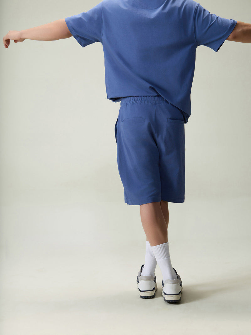 Blue Cotton Leisure Shorts