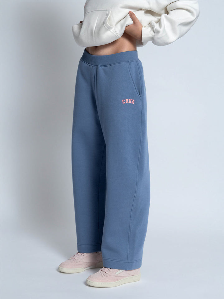 Blue Fleece Barrel Joggers