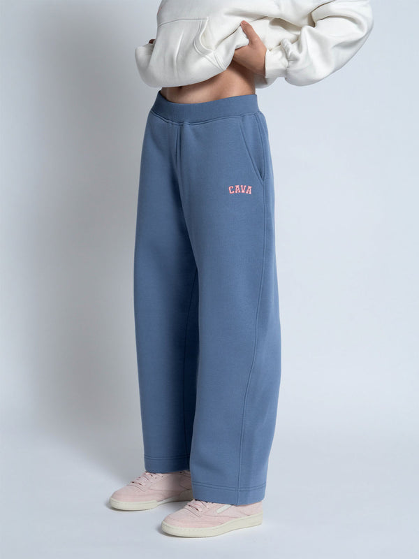 Blue Fleece Barrel Joggers