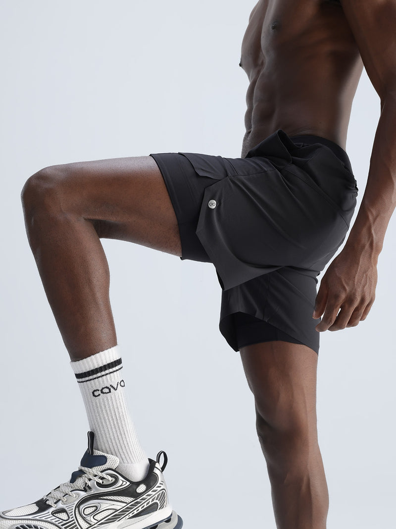 Black 5" Double Layer Rift Shorts