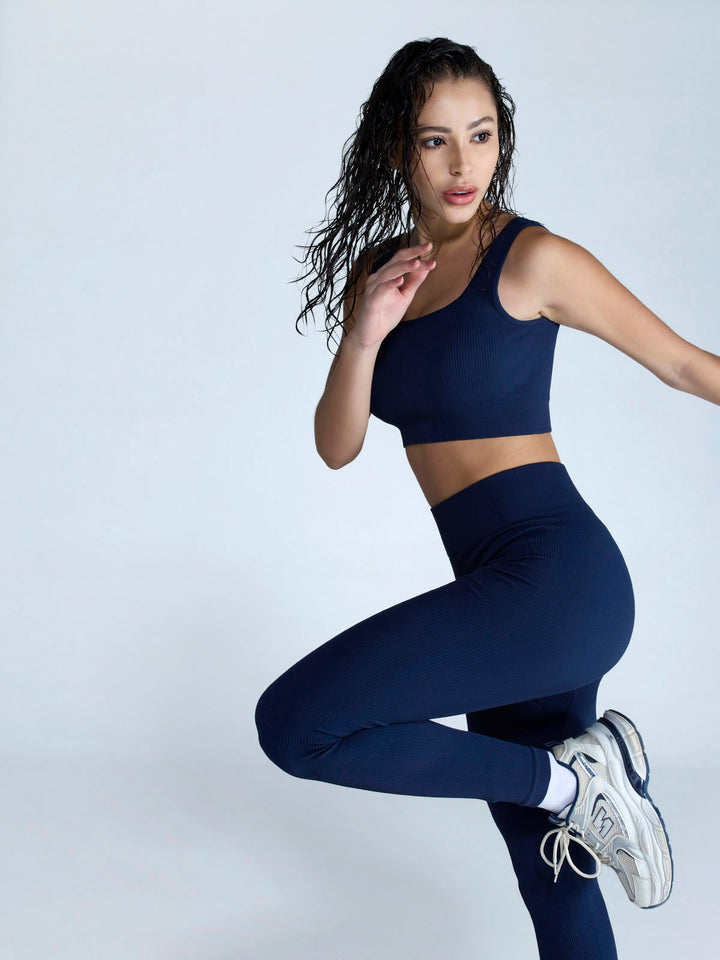 Navy Contoured Seamless Sports Bra