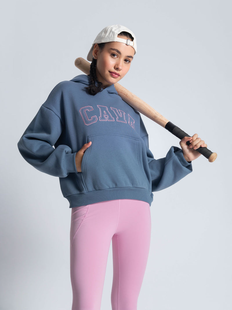 Blue Fleece Oversized Hoodie