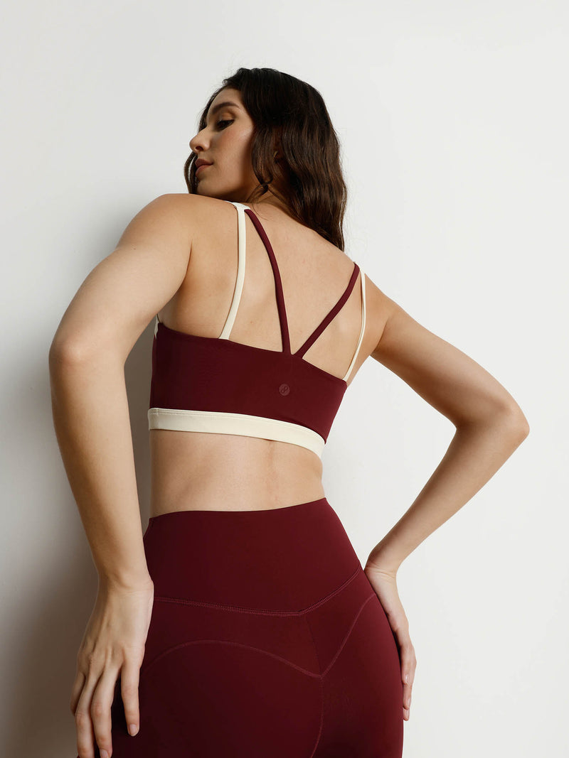 Maroon Splitline Sports Bra