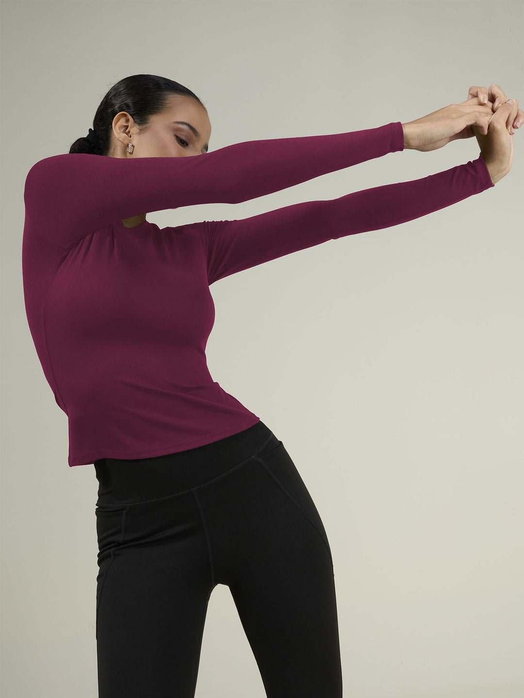 Burgundy Sculpt Crew Top