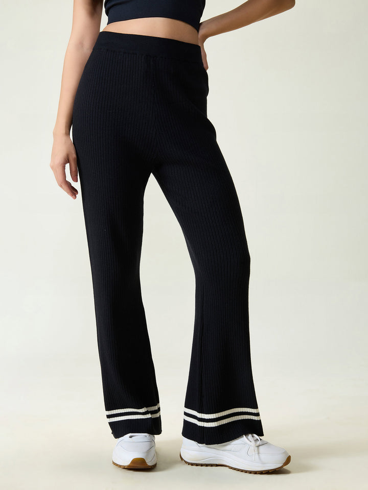 Black Rib-knit Trousers