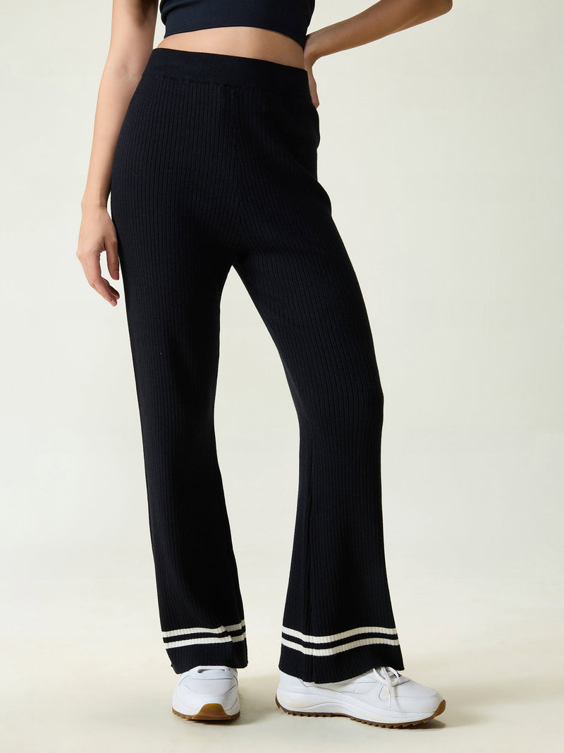 Black Rib-knit Trousers