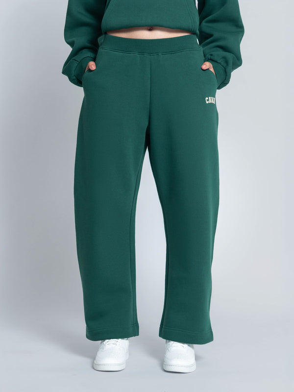 Dark Green Fleece Barrel Joggers
