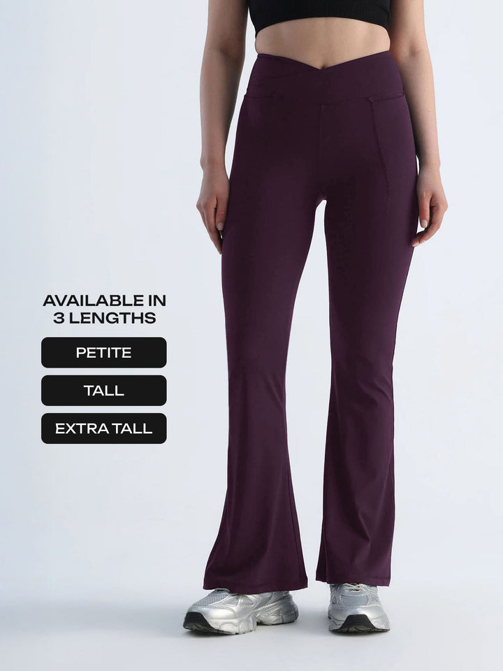 Wine Hourglass Flared Leggings