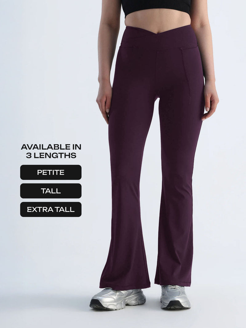 Wine Hourglass Flared Leggings