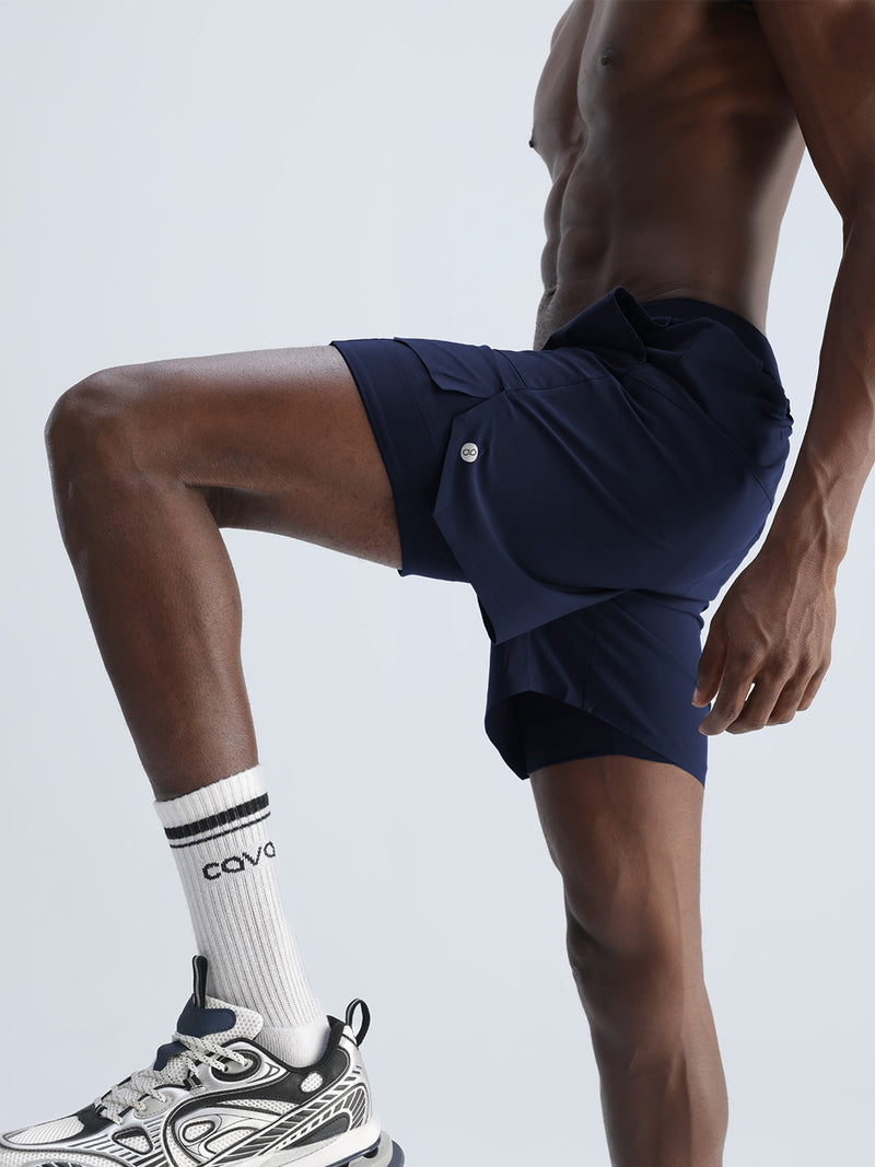 Navy 5" Double Layer Rift Shorts