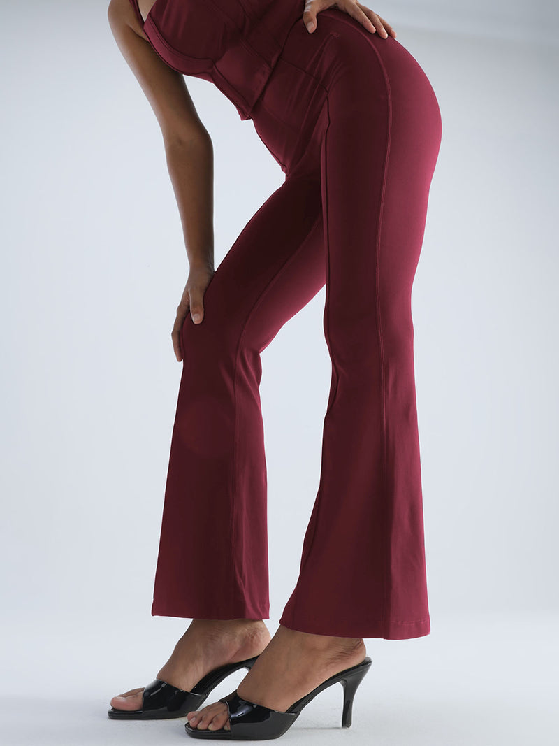 Cherry Pintuck Flared Pants