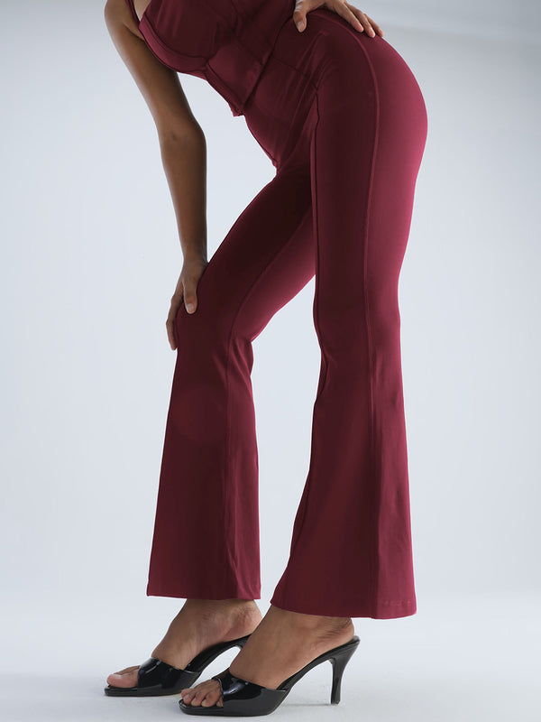 Cherry Pintuck Flared Pants