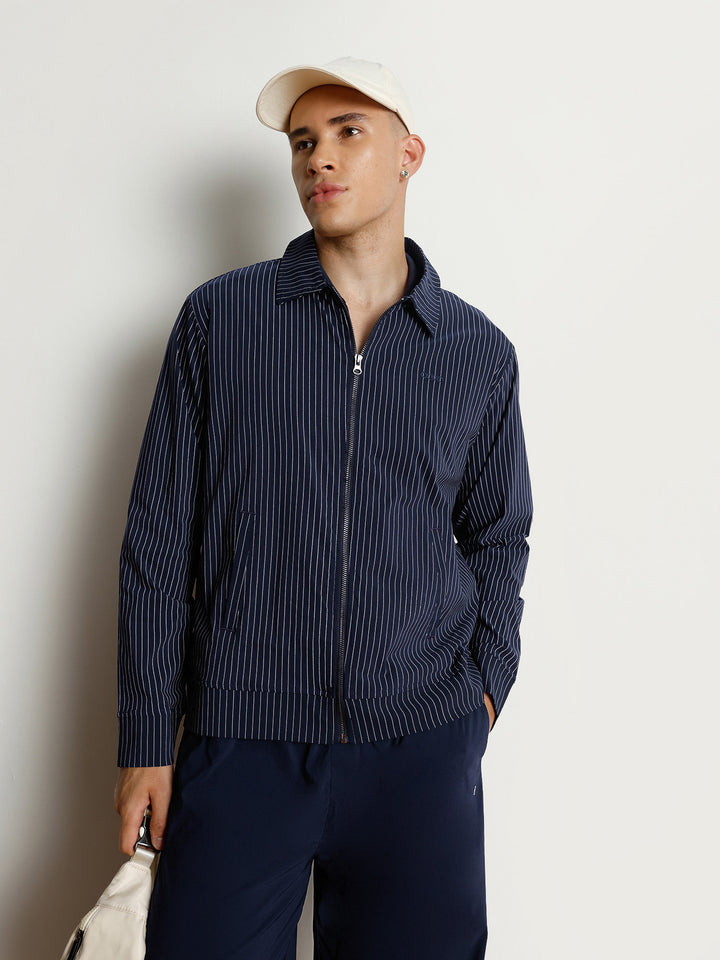 Navy Striped Shacket