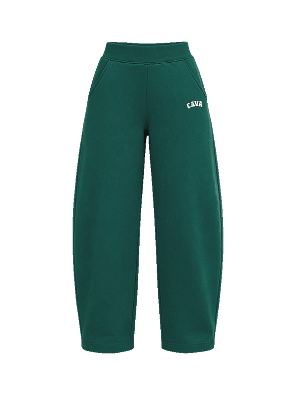 Dark Green Fleece Barrel Joggers