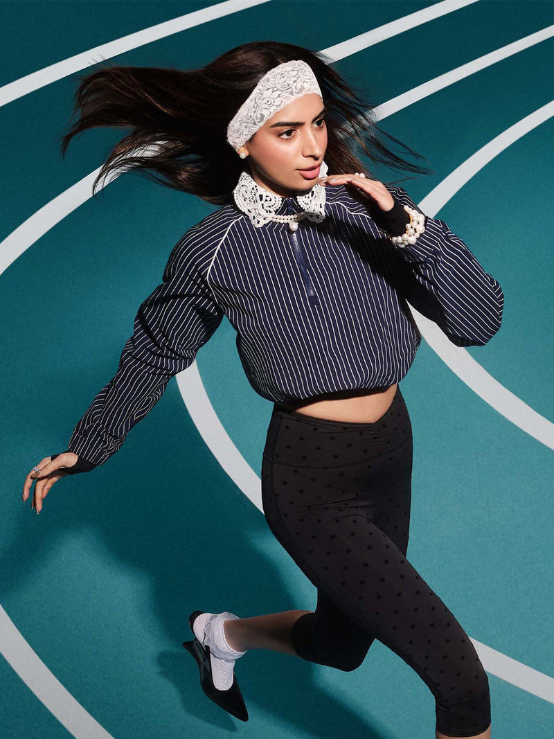 Navy Stripe Rally Quarter Zip Jacket