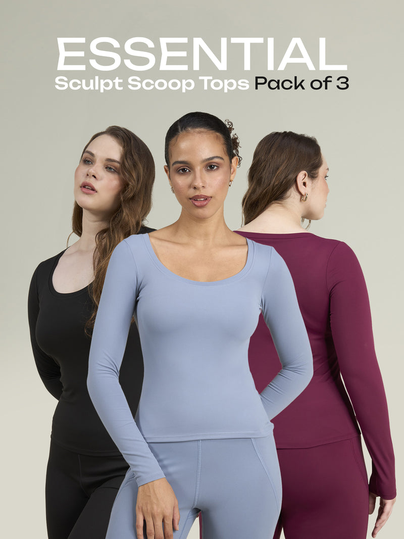 Essential Sculpt Scoop Tops - Pack of 3