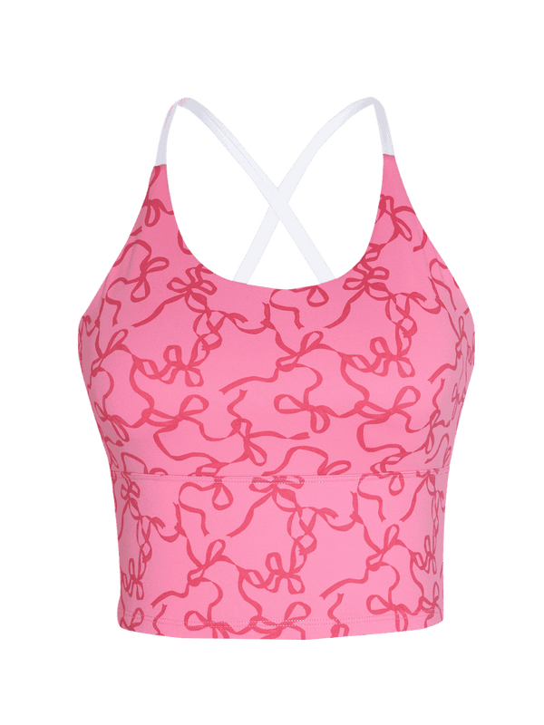 Fuchsia Bow Cross Back Sports Bra