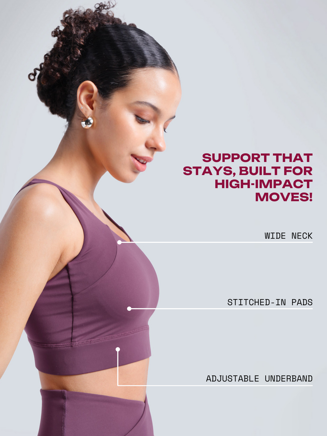 Wine High Impact Sports Bra