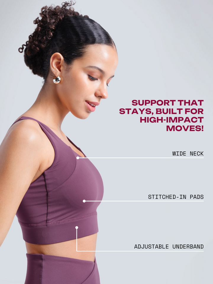 Wine High Impact Sports Bra