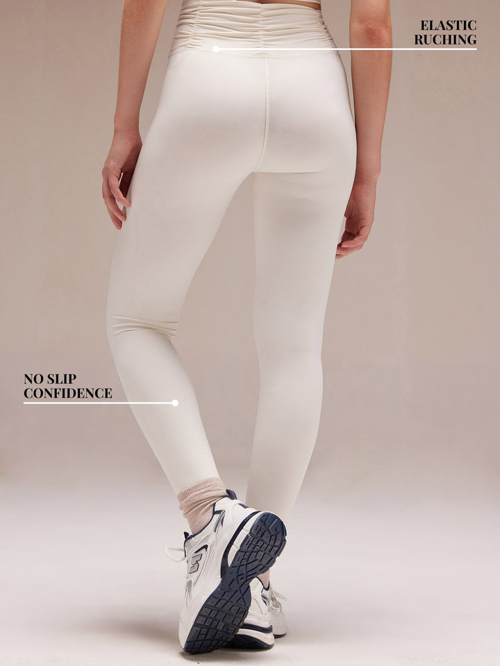 Ivory Ruched Waist Leggings