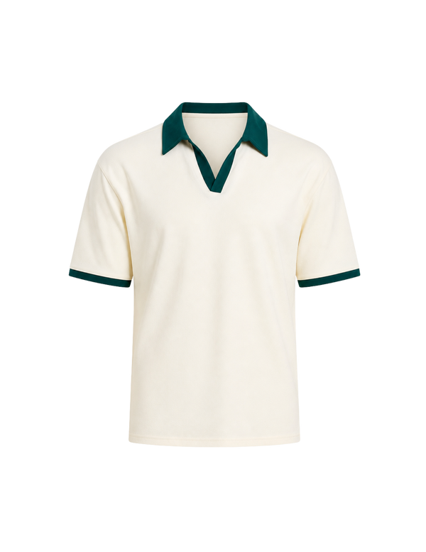 Ivory Contrast Collar Polo