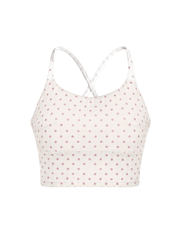 Ivory Polka Cross Back Sports Bra