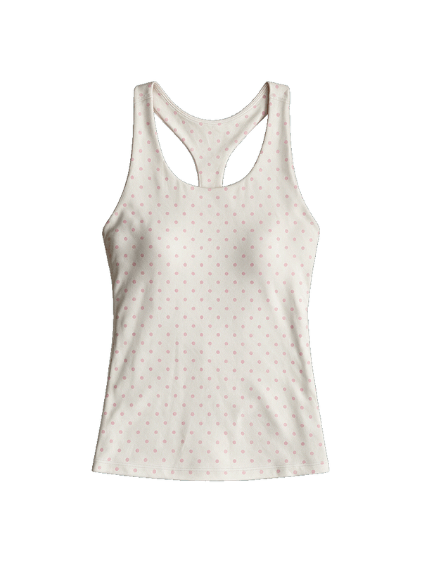 Ivory  Polka Racerback Tank