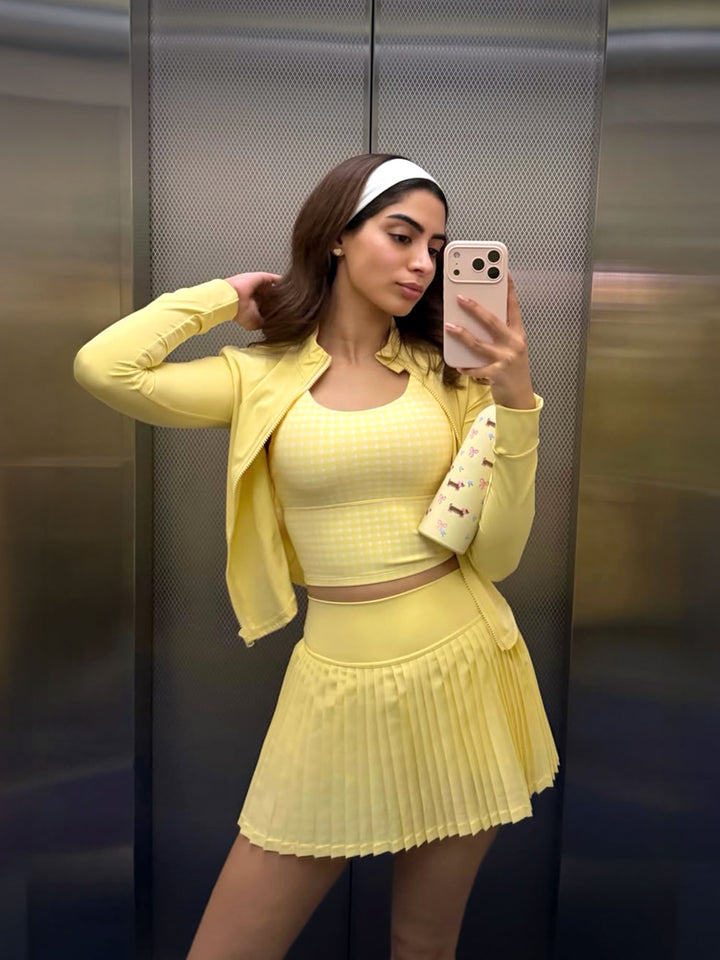 Butter Yellow Plie Pleated Skort