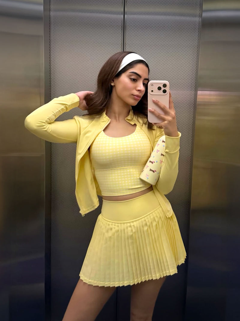 Butter Yellow Plie Pleated Skort
