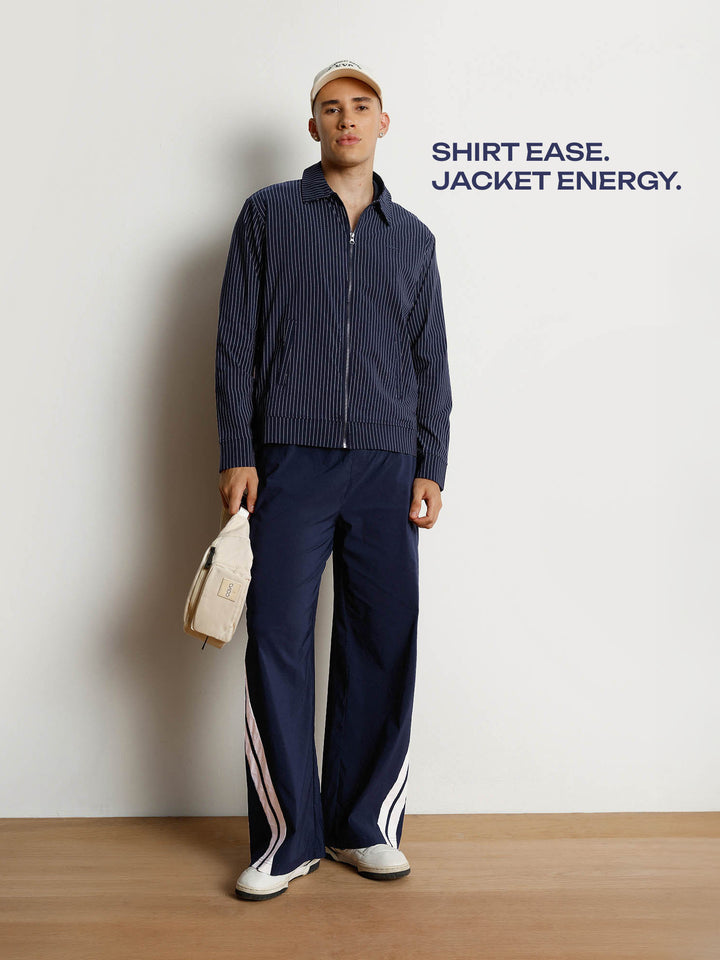 Navy Striped Shacket