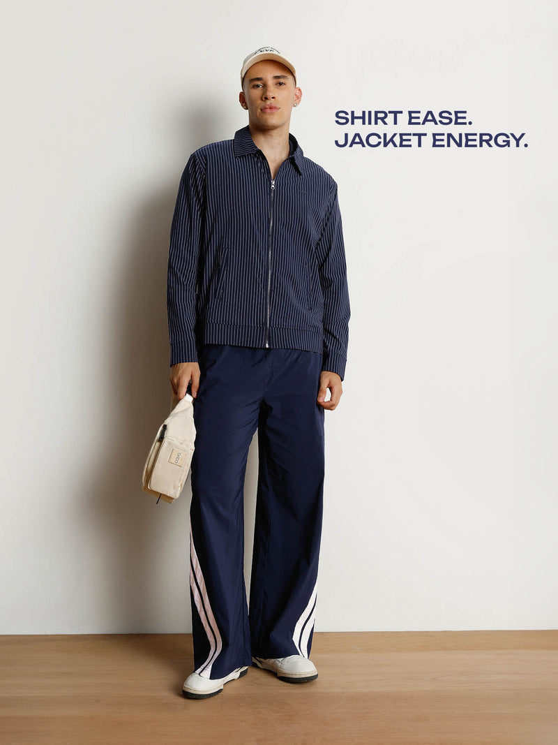 Navy Striped Shacket
